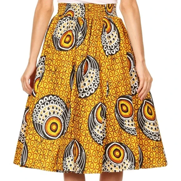 Advance Apparels Skirt African Print Midi Tie Waist Free Size Boho Festival - Picture 3 of 7